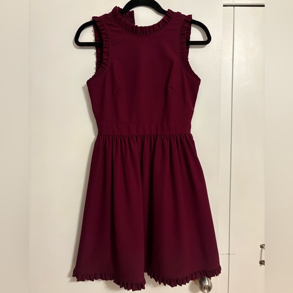 Kate Spade Burgundy Ruffle Dress - Picture 1 of 5